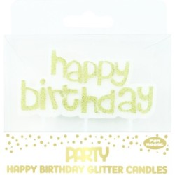 Bougies métalliques Happy Birthday - Or - 10 x 2,3 x 11,5 cm