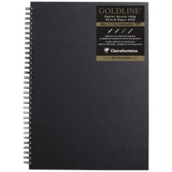 Carnet papier dessin spiralé Goldline 140g - Blanc - 29,7 x 42 cm - Portrait