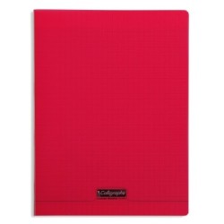 Cahier piqué 8000 POLYPRO - Rouge - 140 - Séyès (grands carreaux)