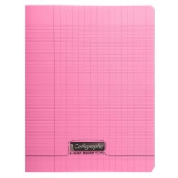 Cahier piqué 8000 POLYPRO - Rose - 48 - Séyès (grands carreaux)