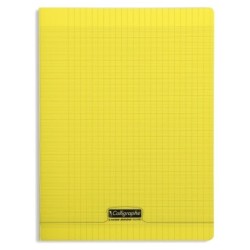 Cahier piqué 8000 POLYPRO - Jaune - 96 - Séyès (grands carreaux)