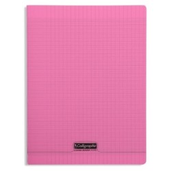 Cahier piqué 8000 POLYPRO - Rose - 96 - Séyès (grands carreaux)