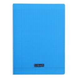 Cahier piqué 8000 POLYPRO - Bleu - 140 - Séyès (grands carreaux)