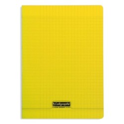 Cahier piqué 8000 POLYPRO - Jaune - 96 - Séyès (grands carreaux)