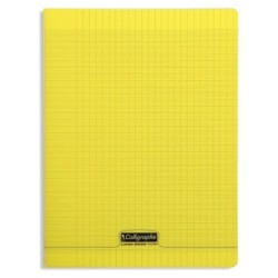 Cahier piqué 8000 POLYPRO - Jaune - 192 - Séyès (grands carreaux)