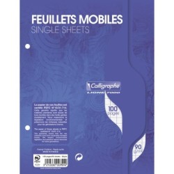 Feuillets mobiles sous film 7000 - Blanc - 100 - 17 x 22 cm - 90 g/m² - Séyès (grands carreaux)