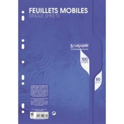 Feuillets mobiles sous film 7000 - Blanc - 100 - 21 x 29,7 cm - 80 g/m² - 5/5 (petits carreaux)