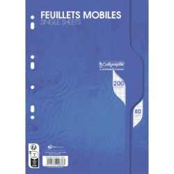 Feuillets mobiles sous film 7000 - Blanc - 200 - 21 x 29,7 cm - 80 g/m² - Séyès (grands carreaux)