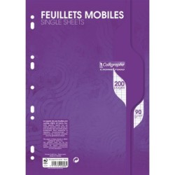 Feuillets mobiles sous film 7000 - Blanc - 200 - 21 x 29,7 cm - 90 g/m² - Séyès (grands carreaux)