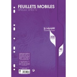 Feuillets mobiles sous film 7000 - Blanc - 200 - 21 x 29,7 cm - 90 g/m² - 5/5 (petits carreaux)