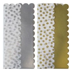 Soie, sachet 6 feuilles 50x70 cm - Assortiment pois - Métallique