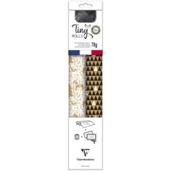 Pack 2 Tiny Rolls + bolduc, 5x0,35m - Noir & blanc - Papier kraft - 70 g/m²