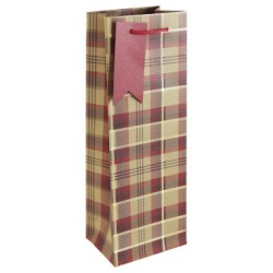 Sac bouteille 12,7x9x35,5cm - Rouge - Papier kraft