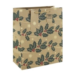 Sac cadeau large 26,5x14x33cm - Vert - Papier kraft - 210 g/m²