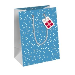 Sac cadeau moyen 21,5x10,2x25,3cm - Bleu 2 - Papier couché - 210 g/m²