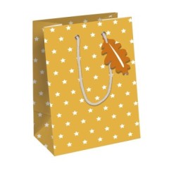 Sac cadeau moyen 21,5x10,2x25,3cm - Jaune 3 - Papier couché - 210 g/m²