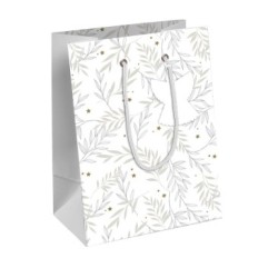 Sac cadeau moyen 21,5x10,2x25,3cm - Blanc 5 - Papier couché - 210 g/m²