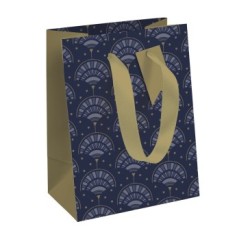 Sac cadeau moyen 21,5x10,2x25,3cm - Bleu 5 - Papier couché - 210 g/m²