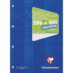 Bloc de cours encollé - Bleu klein - 300 - Séyès (grands carreaux)