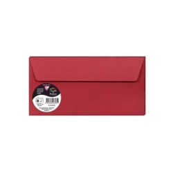 5 enveloppes Pollen DL (11x22cm) - Rouge groseille - Rouge groseille - Papier lisse