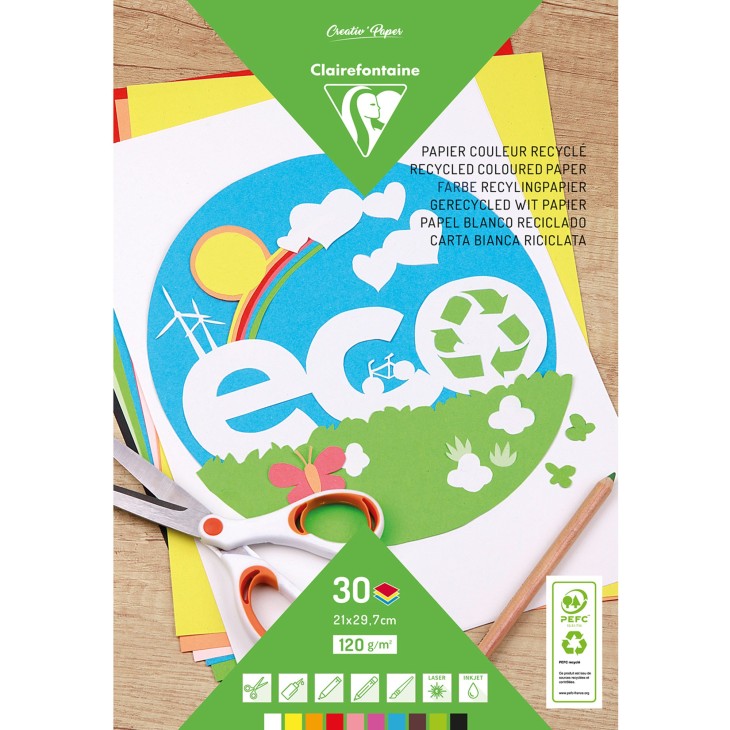 Bloc de papier couleur recyclé