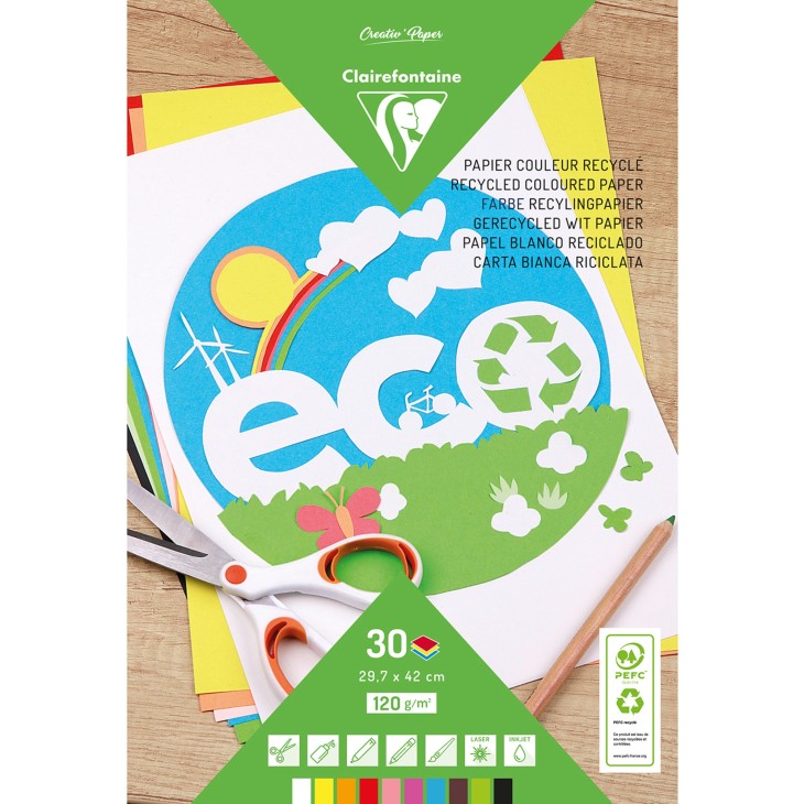 Bloc de papier couleur recyclé