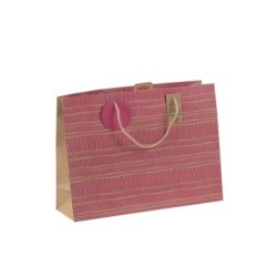 Sac shopping 37,3x11,8x27,5cm - Rose 1 - Papier kraft - 210 g/m²