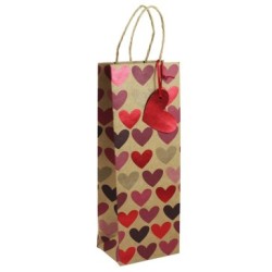 Sac bouteille kraft 12,7x9x35,5cm - Rouge