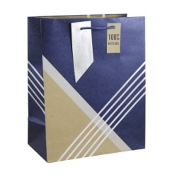 Sac cadeau large kraft 26,5x14x33cm - Bleu 1