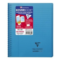 Cahier reliure intégrale enveloppante Koverbook - Bleu - 160 - 17 x 22 cm - Ligné + marge