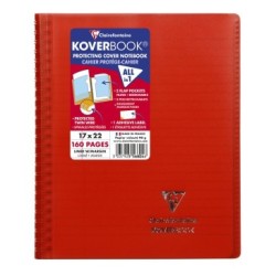 Cahier reliure intégrale enveloppante Koverbook - Rouge - 160 - 17 x 22 cm - Ligné + marge