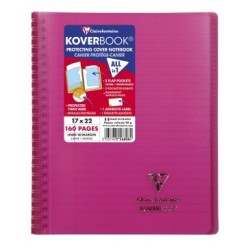 Cahier reliure intégrale enveloppante Koverbook - Rose - 160 - 17 x 22 cm - Ligné + marge