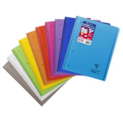 Cahier reliure intégrale enveloppante Koverbook - Assortis - 160 - 22,5 x 29,7 cm - A4+ - Séyès (grands carreaux)