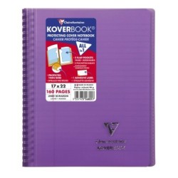 Cahier reliure intégrale enveloppante Koverbook - Violet - 160 - 17 x 22 cm - Ligné + marge