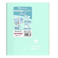 Carnet reliure intégrale enveloppante Koverbook Blush - Menthe à l'eau/Rose poudré - Ligné