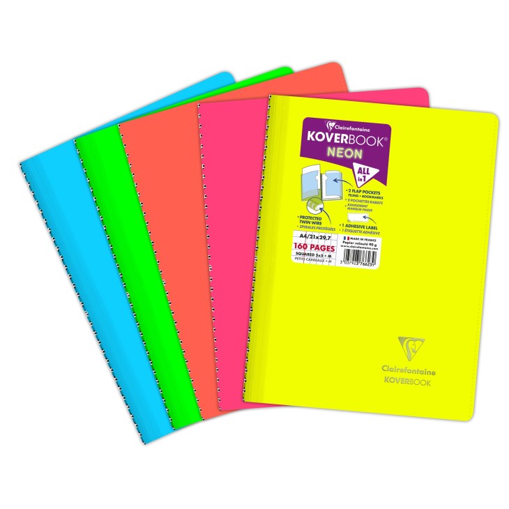 Cahier reliure intégrale enveloppante Koverbook Neon