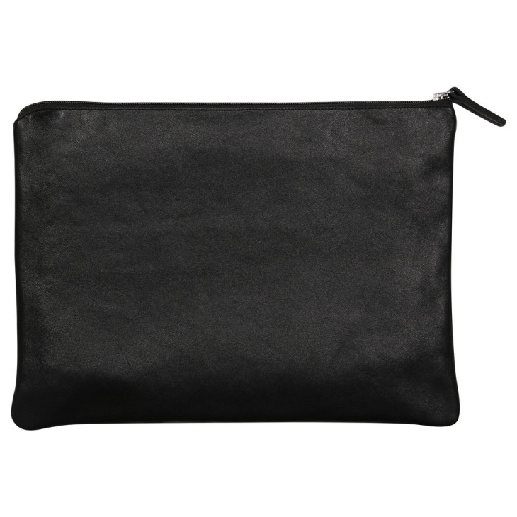 Cuir naturel & noir - Pochette plate universelle