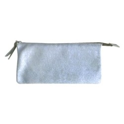 Plume - Pochette plate 2 compartiments - Bleu - 22 x 11 cm