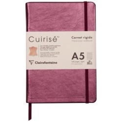 Cuirisé - Carnet cuir - Cerise - Brochure rembordée rigide - 14,8 x 21 cm - Ligné