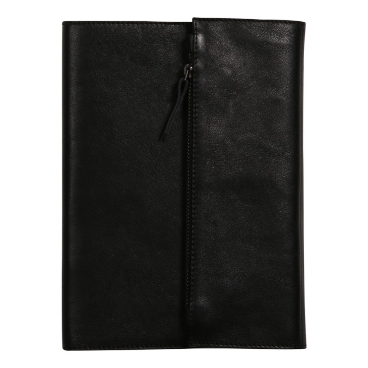 Cuir naturel & noir - Porte-carnet