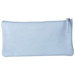 Cuir teinté - Trousse plate - Bleu ciel