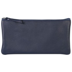 Cuir teinté - Trousse plate - Bleu foncé