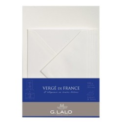 Set de correspondance authentique A5. Format: 14,8 x 21 cm + 11,4 x 16,2 cm - Blanc - Blanc - Papier Vergé de France - 100 g/m²