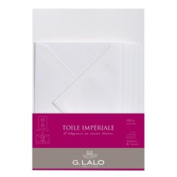 Set de correspondance authentique A5. Format: 14,8 x 21 cm + 11,4 x 16,2 cm - Blanc - Blanc - Toile impériale - 100 g/m²