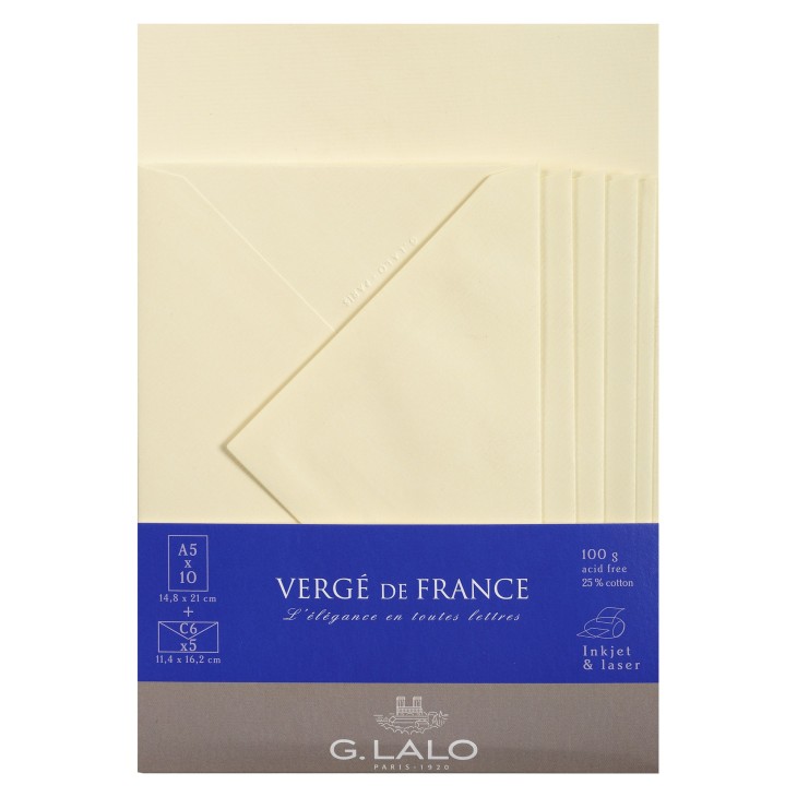 Set de correspondance authentique A5. Format: 14,8 x 21 cm + 11,4 x 16,2 cm