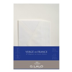 Set de correspondance authentique A4. Format: 21 x 29,7 cm + 11 x 22 cm - Blanc - Blanc - Papier Vergé de France - 100 g/m²