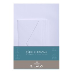 Set de correspondance authentique A4. Format: 21 x 29,7 cm + 11 x 22 cm - Blanc - Blanc - Papier vélin de France - 100 g/m²