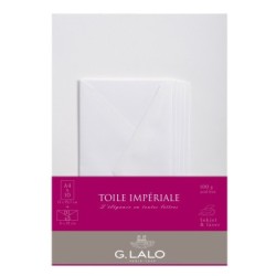 Set de correspondance authentique A4. Format: 21 x 29,7 cm + 11 x 22 cm - Blanc - Blanc - Toile impériale - 100 g/m²