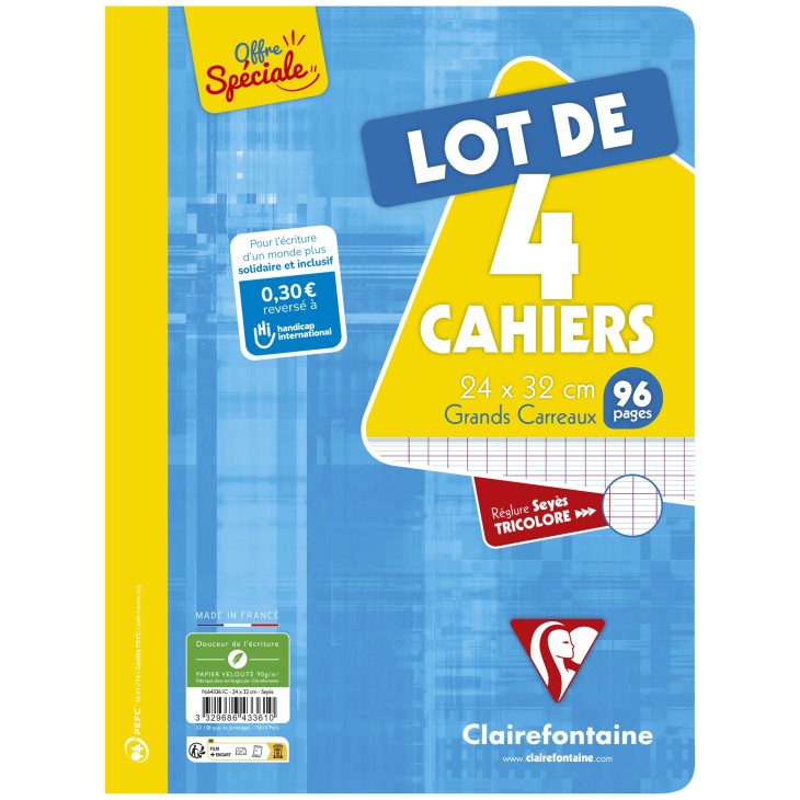 Lot de 4 cahiers piqués