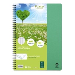 Cahier reliure intégrale FOREVER PREMIUM - Vert marbré - Séyès (grands carreaux)